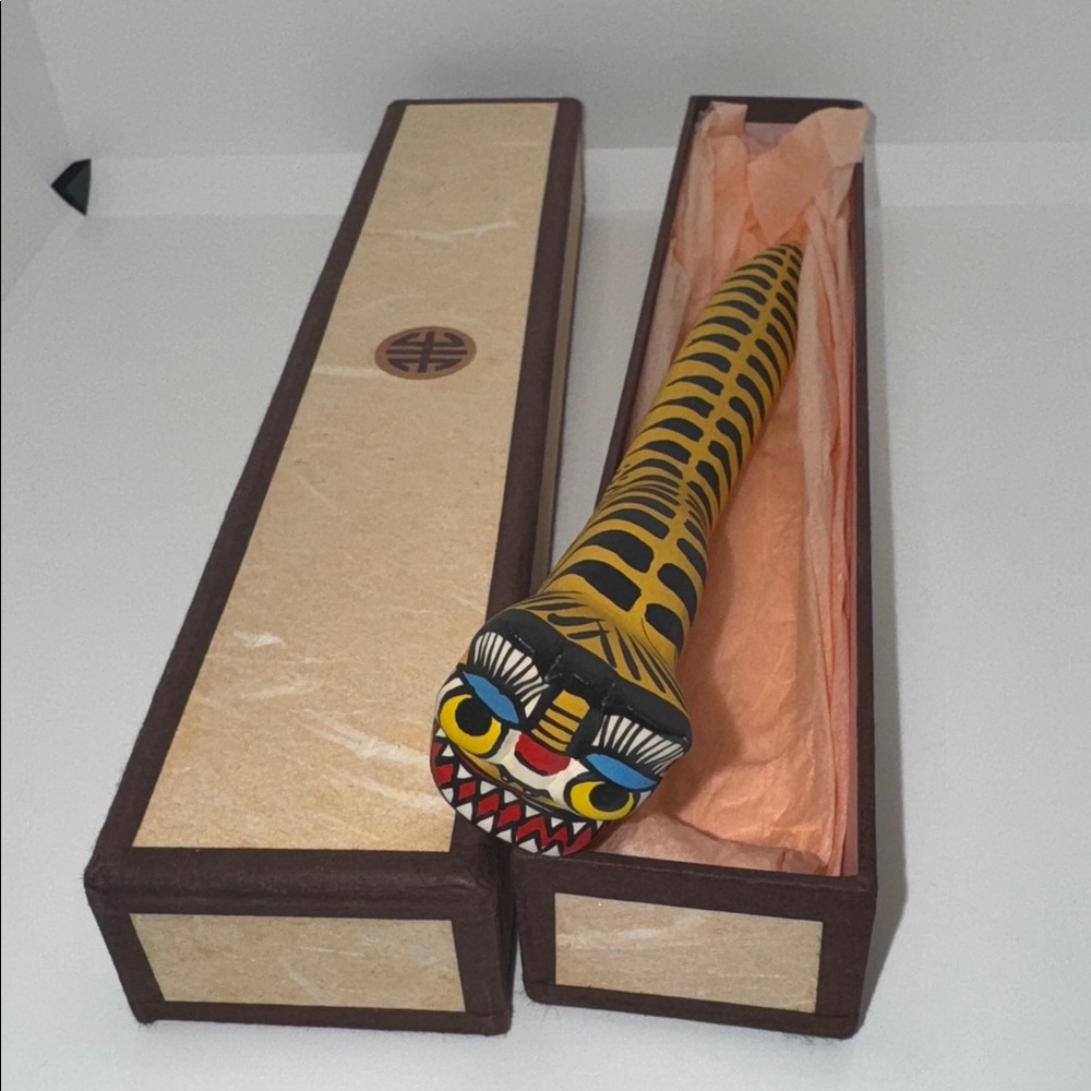 Hand Carved & Painted Tiger Letter Opener With Box